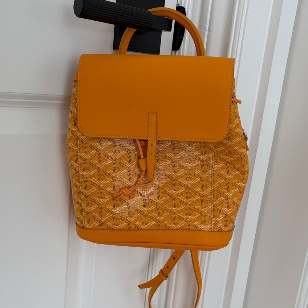 Mustard Yellow Leather-Trim Backpack